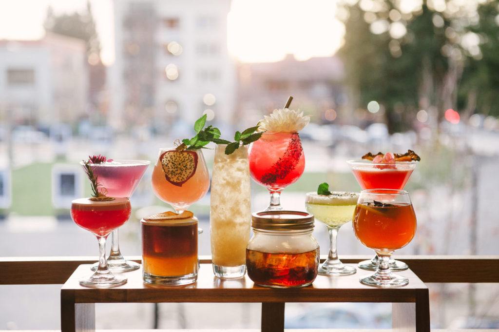 A group of cocktails overlooking downtown santa rosa