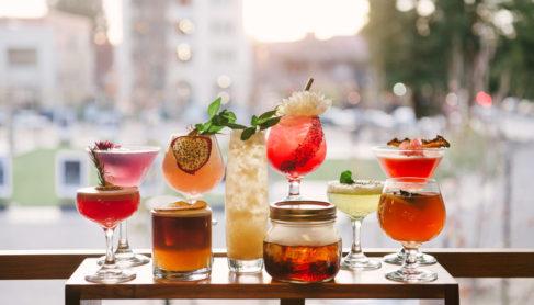 A group of cocktails overlooking downtown santa rosa