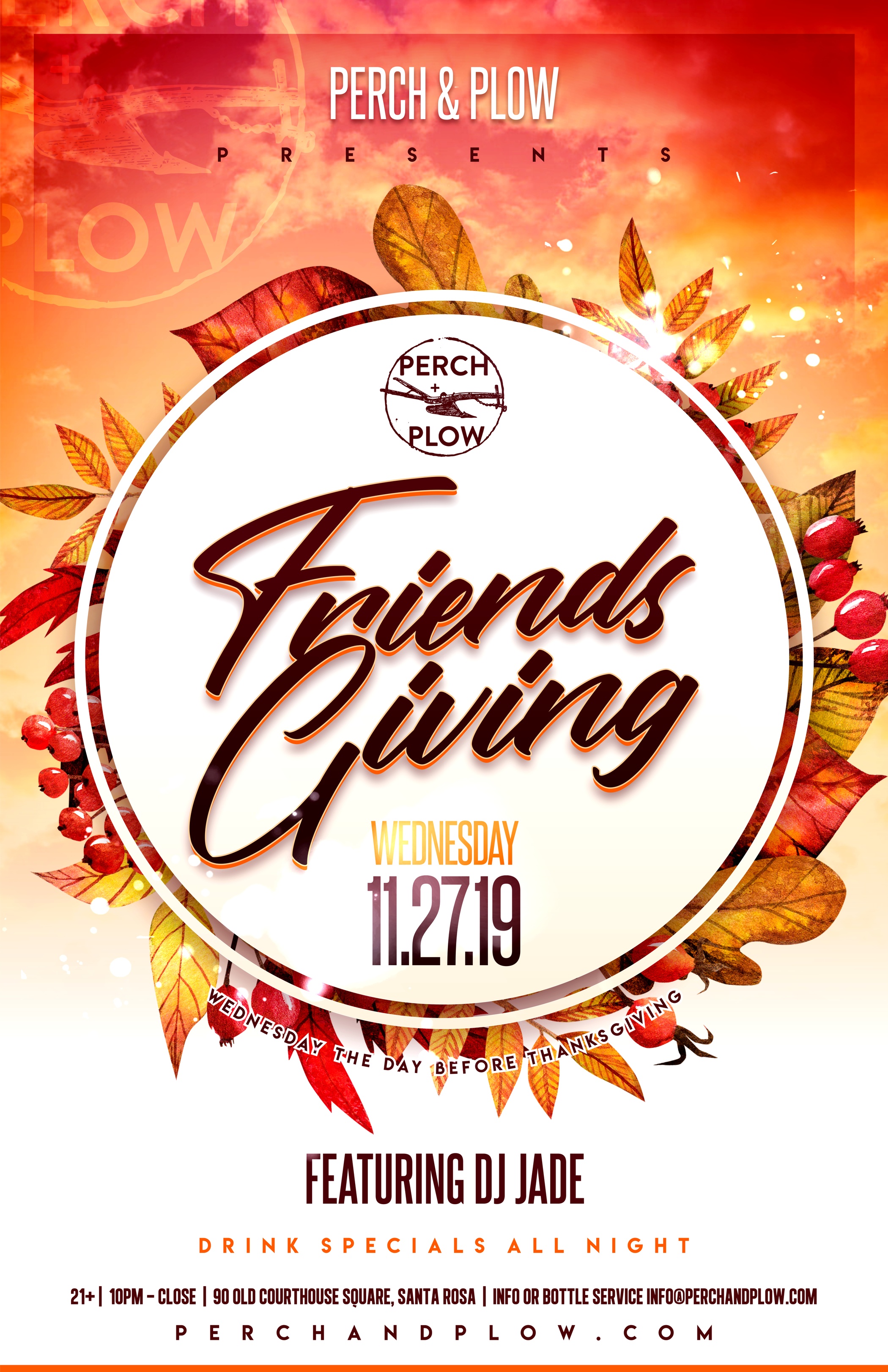 friendsgiving event at perch + plow in santa rosa